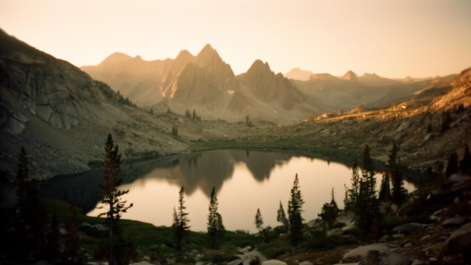 Alpine basin at golden hour